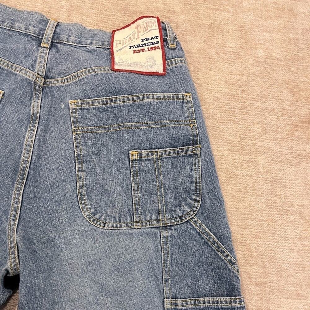 Phat Pharm 90s cargo wide leg mid wash jean 32x33 vintage Y2K Def Jam Records - Picture 5 of 11